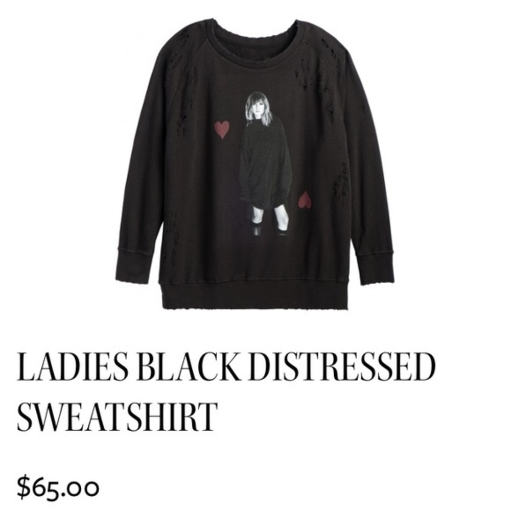 Taylor Swift Black Distressed Sweatshirt